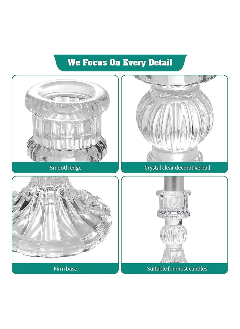 Generic Glass Candlestick Holders 4 Inch Taper Candle Holders Clear Glass Candle Holders for Wedding Festival Party & Festival Decor  - Image 3