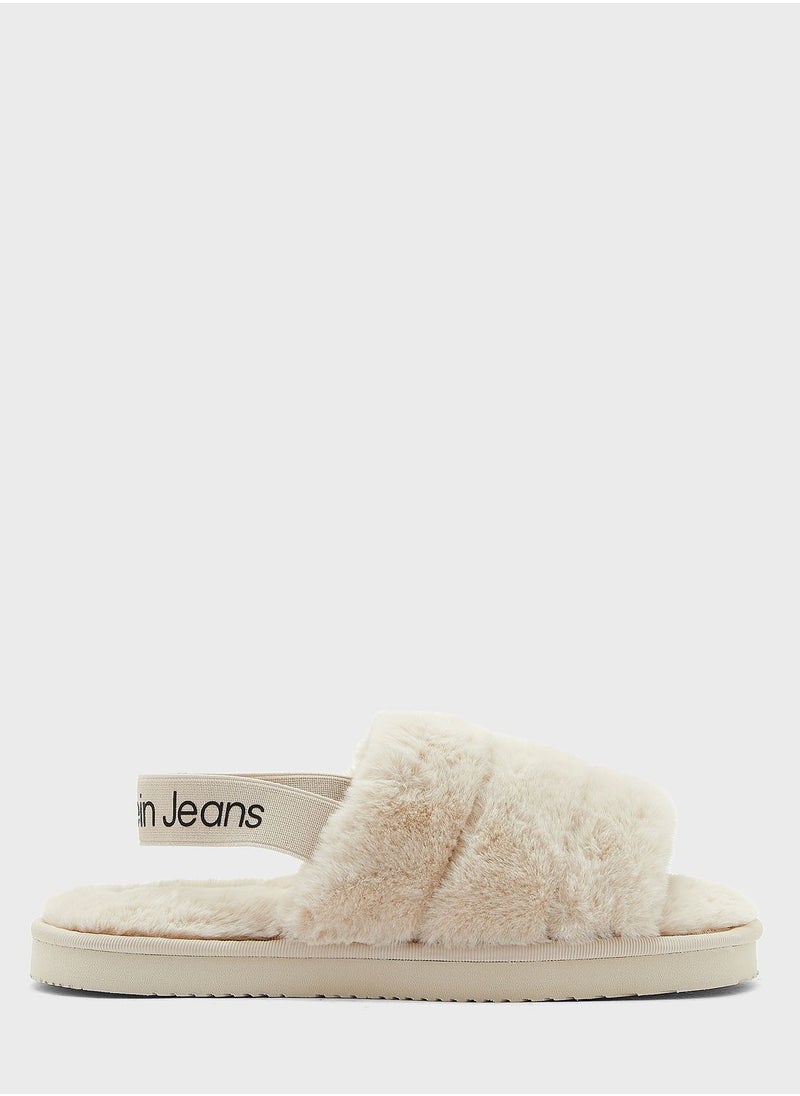 Calvin Klein Jeans - Logo Fur Elastic Home Slides - Image 1
