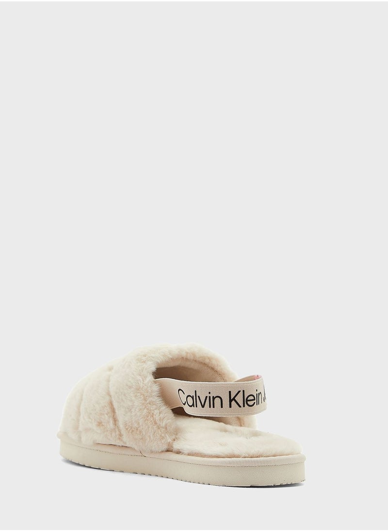 Calvin Klein Jeans - Logo Fur Elastic Home Slides - Image 1