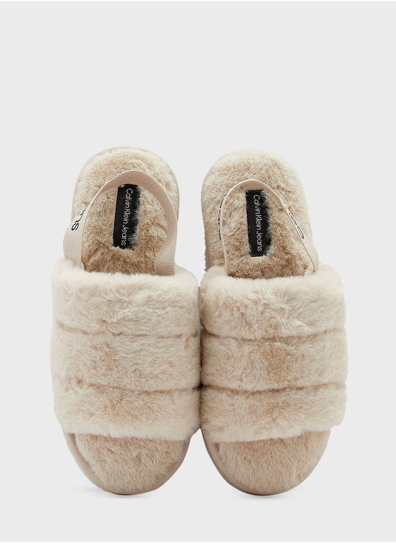Calvin Klein Jeans - Logo Fur Elastic Home Slides - Image 1