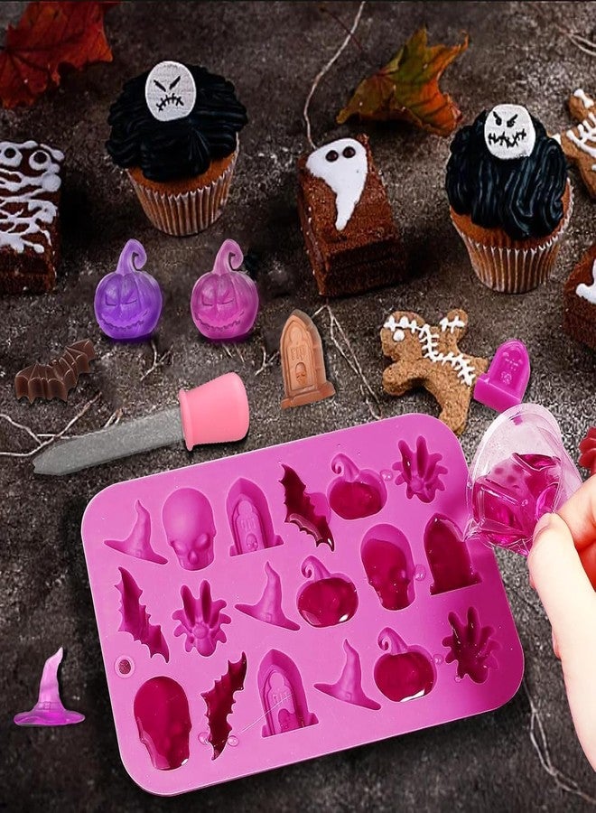 Bamutu Halloween Silicone Molds 2-Pack - 36-Cavity 3D Chocolate & Gummy Molds Set (Skull, Pumpkin, Bat, Ghost, Witch Hat, Tombstone) | Food-Grade, BPA-Free, Mini Candy Molds for Party Favors - Image 4