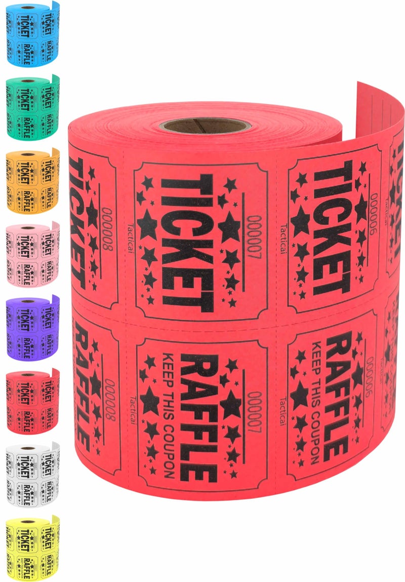 Tacticai 500 Raffle Tickets, Red (1 of 8 Colors), Double Roll, Large Ticket for Events, Entry, Class Reward, Fundraiser & Prizes - Image 3