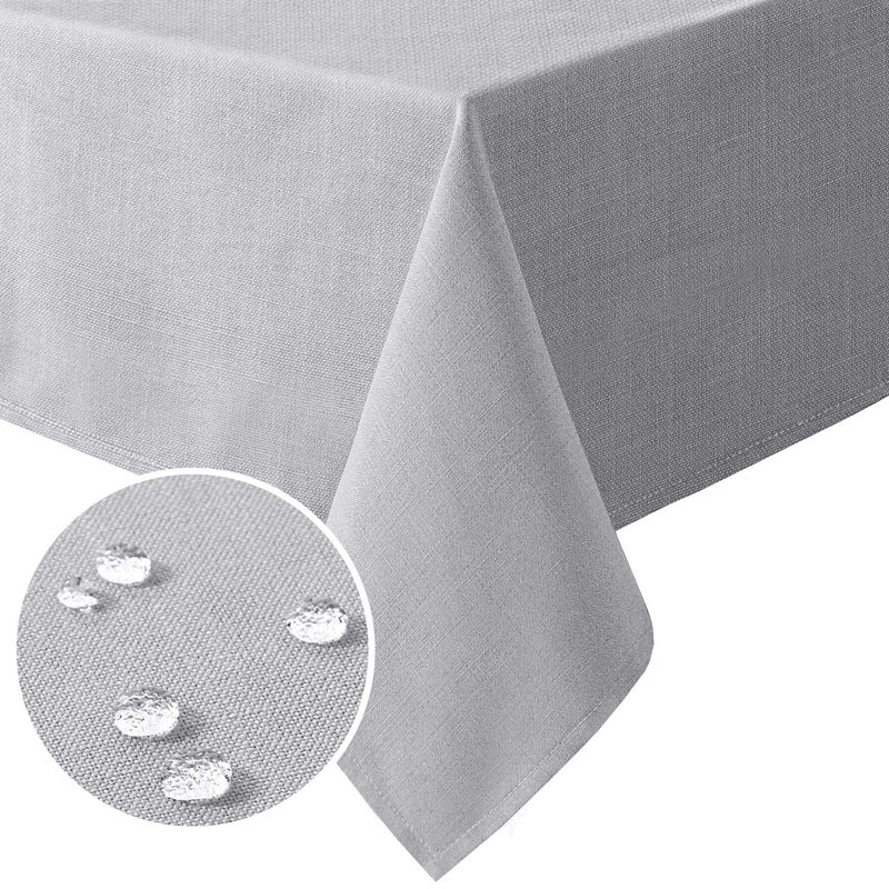 HVERSAILTEX Linen Textured Table Cloths Square 60 x 60 Inch Premium Solid Tablecloth SpillProof Waterproof Table Cover for Dining Buffet Feature Extra Soft and Thick Fabric Wrinkle Free Grey
