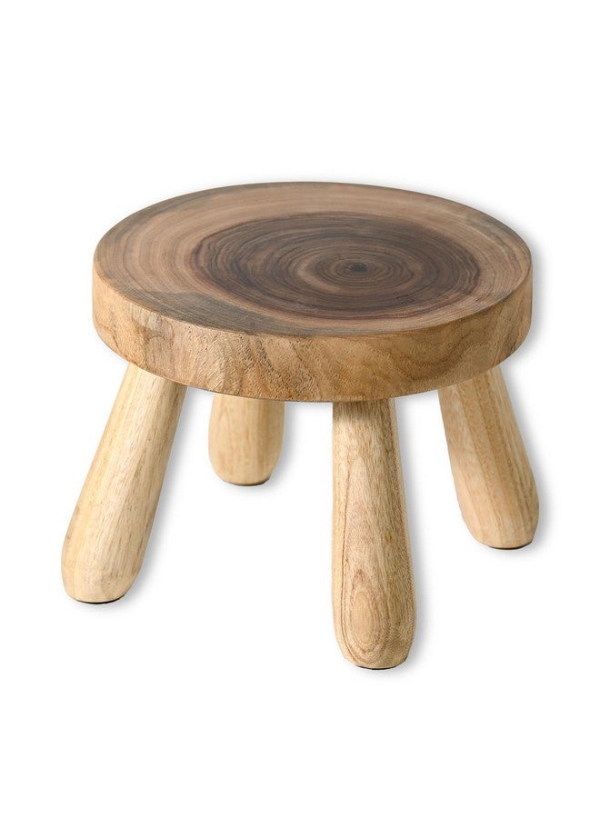 ABBI NIMO 7 Inch Solid Wood Step Stool, Natural Growth Ring Wood Stool for Adults, Kids and Toddlers, Simple Minimalist Riser for Plants and Home Décor - Image 1