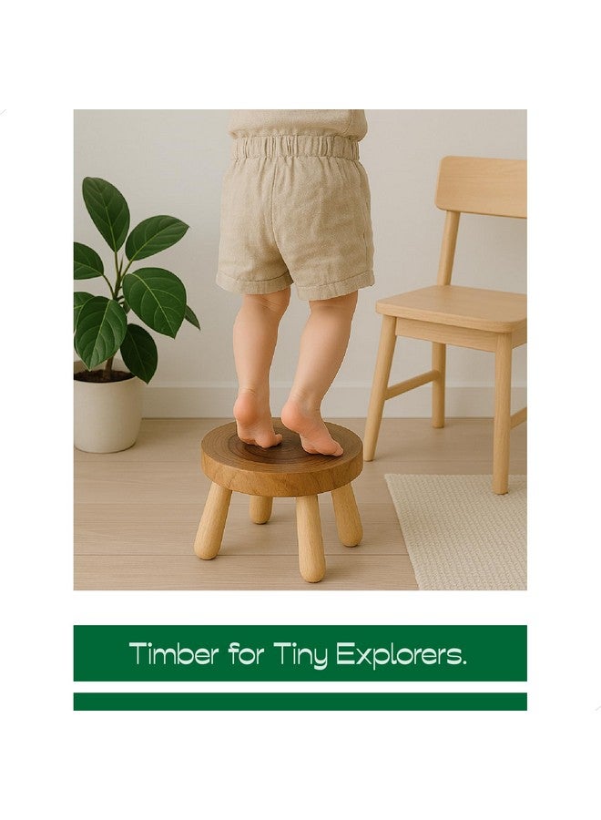 ABBI NIMO 7 Inch Solid Wood Step Stool, Natural Growth Ring Wood Stool for Adults, Kids and Toddlers, Simple Minimalist Riser for Plants and Home Décor - Image 2
