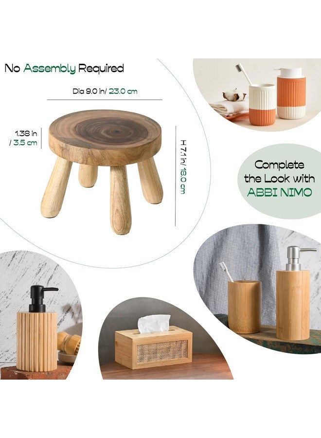 ABBI NIMO 7 Inch Solid Wood Step Stool, Natural Growth Ring Wood Stool for Adults, Kids and Toddlers, Simple Minimalist Riser for Plants and Home Décor - Image 3