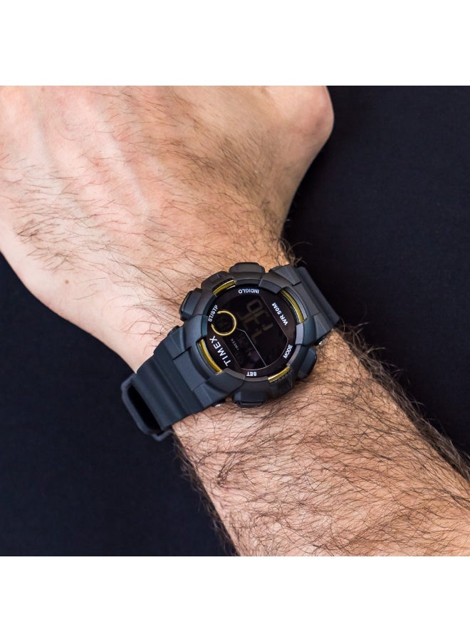 تيميكس ساعة TIMEX النسائية بهيكل من الراتينغ الأسود وسوار سيليكون أسود - Image 5