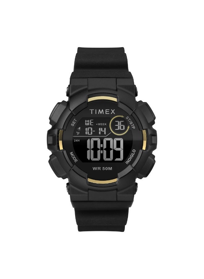 تيميكس ساعة TIMEX النسائية بهيكل من الراتينغ الأسود وسوار سيليكون أسود - Image 1