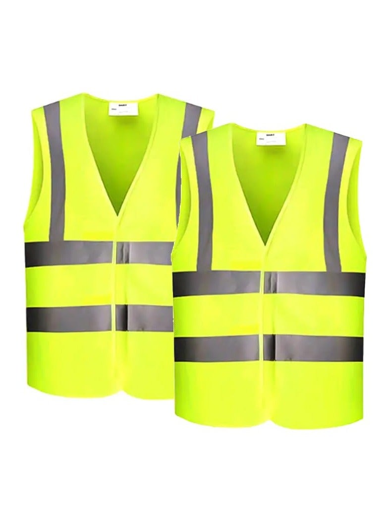 VINSTAR Pack of 2 Reflective Vest - Your Ultimate High Visibility Safety Jacket with 360° Protection! (XL)  - Image 1