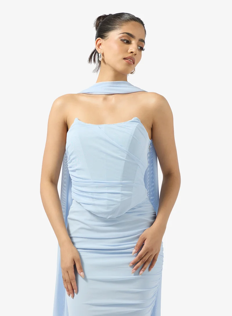 Ginger Corset Bodice Top & Bodycon Skirt Set with Scarf