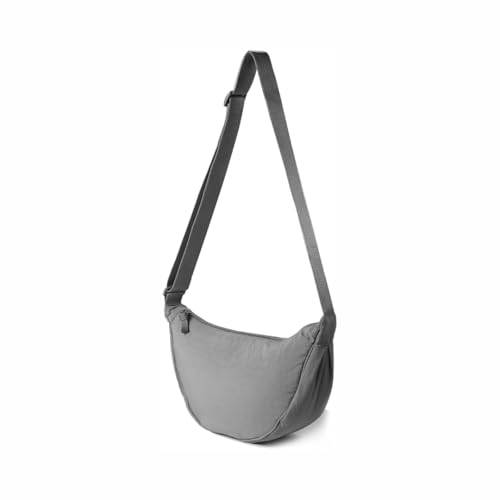 Tressential Nylon Half Moon Shape Crossbody Bag for Women Men | Lightweight Travel Crescent Shape Chest Bag | Sling Bag (Grey) - Image 1