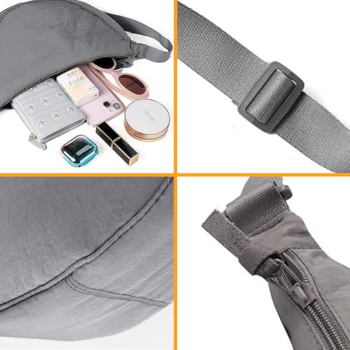 Tressential Nylon Half Moon Shape Crossbody Bag for Women Men | Lightweight Travel Crescent Shape Chest Bag | Sling Bag (Grey) - Image 5