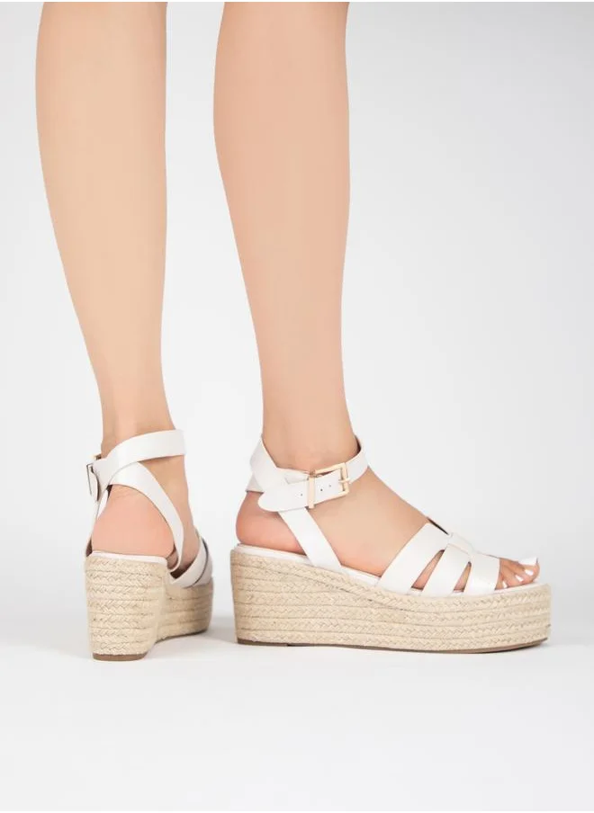 RAID Ankle Strap Espadrille Wedge Sandals by Styli