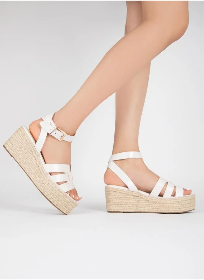RAID Ankle Strap Espadrille Wedge Sandals by Styli
