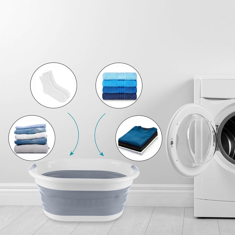 Beldray LA034816BEU7 Foldable Laundry Baskets - Foldable Laundry Hamper with Handle, Storage Container/Organiser, Space-Saving Laundry Bags, Plastic Washing Container, Foldable, 37 L, Grey - Image 2