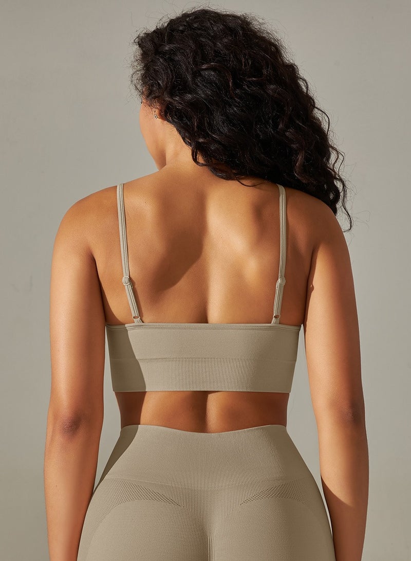 Loquat High Elastic Running Fitness Sports Bra Grey - Image 1