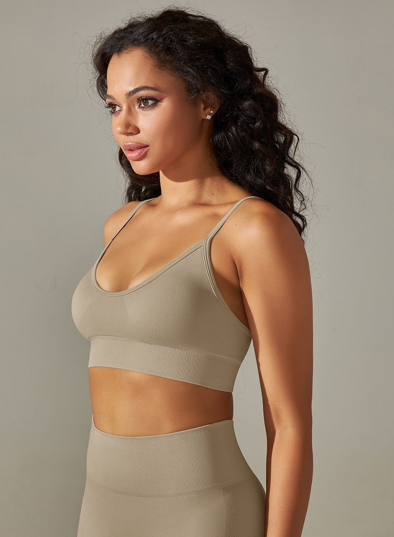 Loquat High Elastic Running Fitness Sports Bra Grey - Image 2