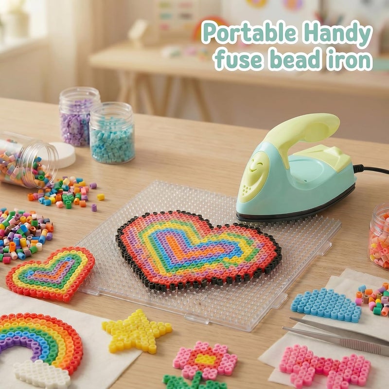 Honoson Mini Craft Iron Mini Heat Press Small Iron Portable Handy Tiny Flatiron with Charging Base Accessories for Fuse Beads Patch DIY T-shirts heat Transfer Vinyl Projects(Light Yellow, Mint Green) - Image 4
