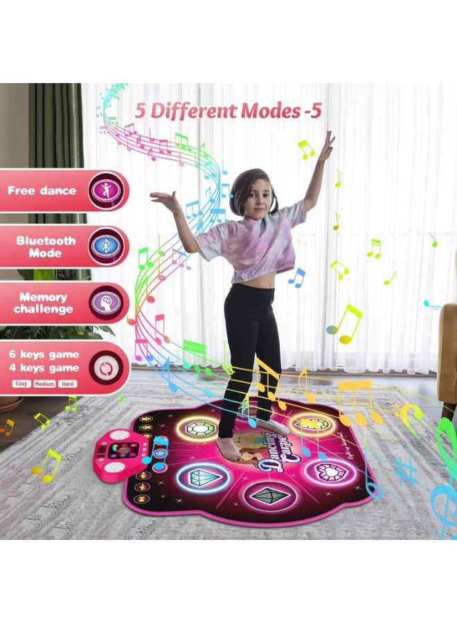 Altheqa Dance Mat Toys for 3-12 Year Old Kids,Electronic Dance Pad with Light-up 6-Button & Wireless Bluetooth, 5 Game Modes Princess Dancing Mat, Birthday Xmas Gifts for 3 4 5 6 7 8 9 10+ Year Old Girls (Style: Princess Pattern) - Image 4