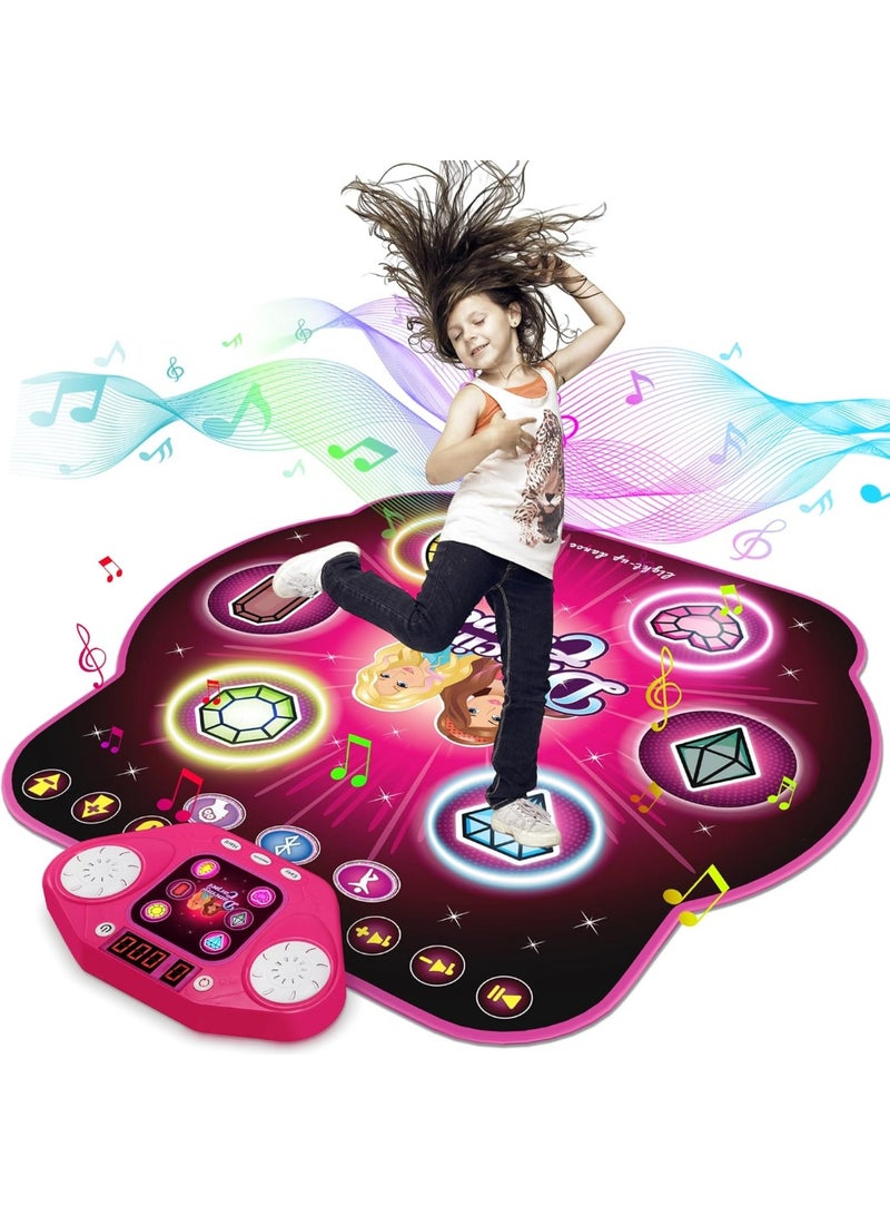 Altheqa Dance Mat Toys for 3-12 Year Old Kids,Electronic Dance Pad with Light-up 6-Button & Wireless Bluetooth, 5 Game Modes Princess Dancing Mat, Birthday Xmas Gifts for 3 4 5 6 7 8 9 10+ Year Old Girls (Style: Princess Pattern) - Image 1