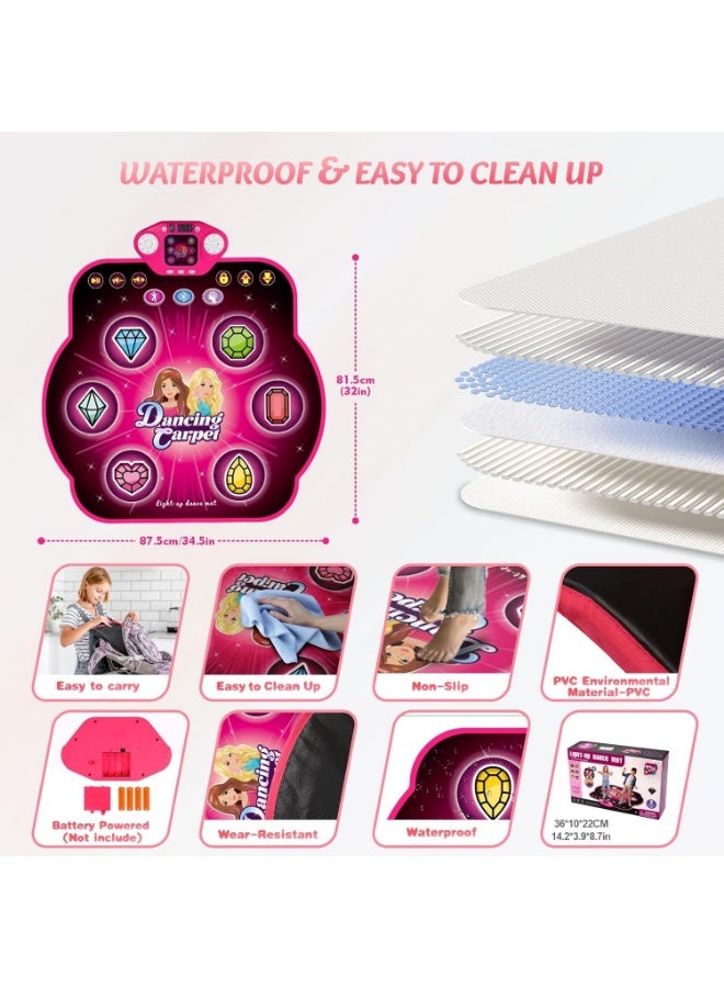 Altheqa Dance Mat Toys for 3-12 Year Old Kids,Electronic Dance Pad with Light-up 6-Button & Wireless Bluetooth, 5 Game Modes Princess Dancing Mat, Birthday Xmas Gifts for 3 4 5 6 7 8 9 10+ Year Old Girls (Style: Princess Pattern) - Image 3