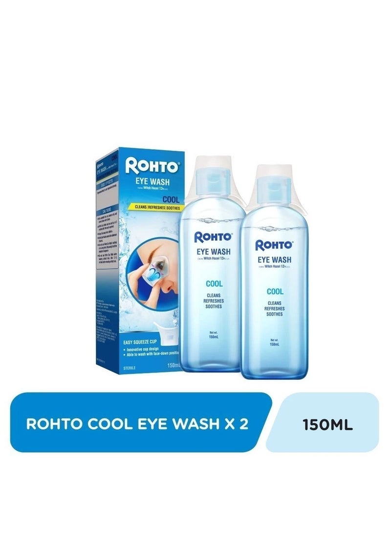 Rohto Cool Eye Wash 150ml – Refreshes, Soothes Eye Irritation, and Provides a Cooling Sensation (Bundle of 2) - Image 1