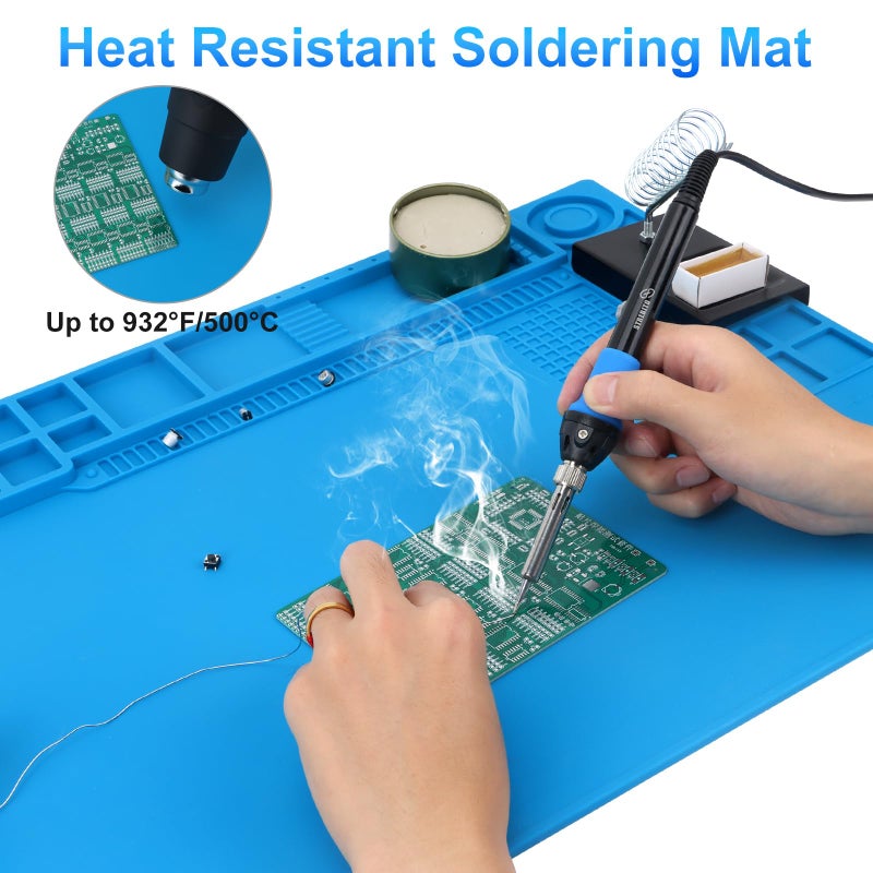 STREBITO Soldering Mat - Large, Heat Resistant Up to 932F, Magnetic, Silicone Work Mat for Soldering Iron, Electronic & PC Building - Size 21.7" x 15.8 - Image 3