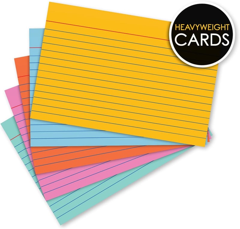 iScholar Index Cards, Assorted Colored, Ruled, 4 x 6 Inches, 100 Card Pack (04616) - Image 2