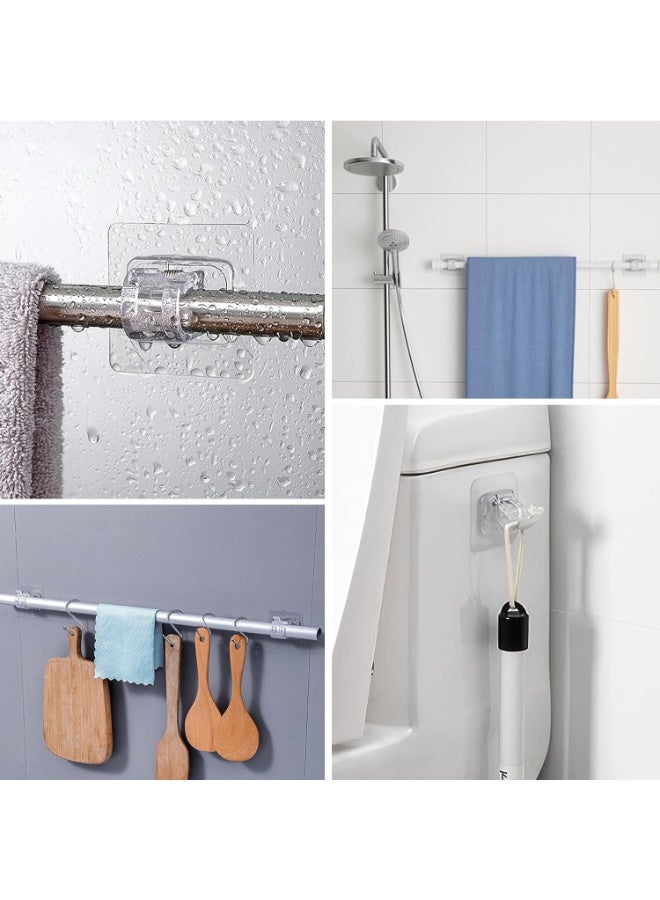 10PCS Self Adhesive Curtain Rod Holder, No Drill Curtain Rod Brackets, Nail Free Adjustable Curtain Rod Hooks, Curtain Rods No Drilling for Windows Home Kitchen Bedroom Hotel (Transparent) - Image 3