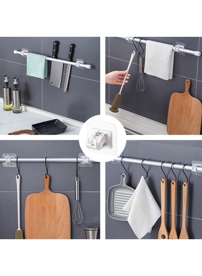 10PCS Self Adhesive Curtain Rod Holder, No Drill Curtain Rod Brackets, Nail Free Adjustable Curtain Rod Hooks, Curtain Rods No Drilling for Windows Home Kitchen Bedroom Hotel (Transparent) - Image 4