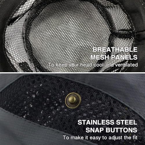 Massmot Polyester Sun Hat For Men, Wide Brim Summer Protection Cap, Round Cap, Beach Fishing Hat For Hiking, Fishing, Gardning, Travel (Dark Grey), Free Size - Image 4