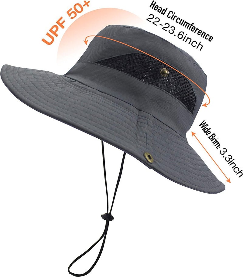 Massmot Polyester Sun Hat For Men, Wide Brim Summer Protection Cap, Round Cap, Beach Fishing Hat For Hiking, Fishing, Gardning, Travel (Dark Grey), Free Size - Image 2