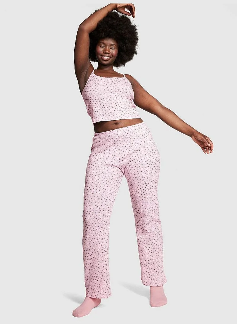 PINK Cotton Heart Pointelle Long Pajama Set