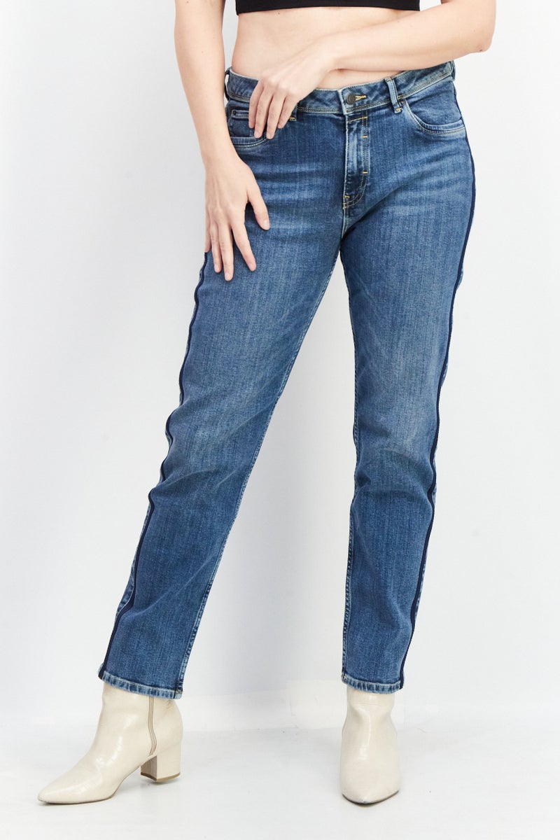 ESPRIT Women Slim Fit Washed Denim Jeans, Blue - Image 1