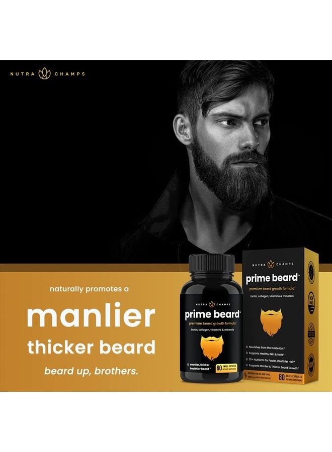 NutraChamps Prime Beard Growth Vitamins | Manlier, Thicker, Faster & Healthier Facial Hair Growth for Men | Beard Vitamins with Biotin, Collagen & Saw Palmetto | Beard Growth Pills for All Hair & Beard Types - Image 4