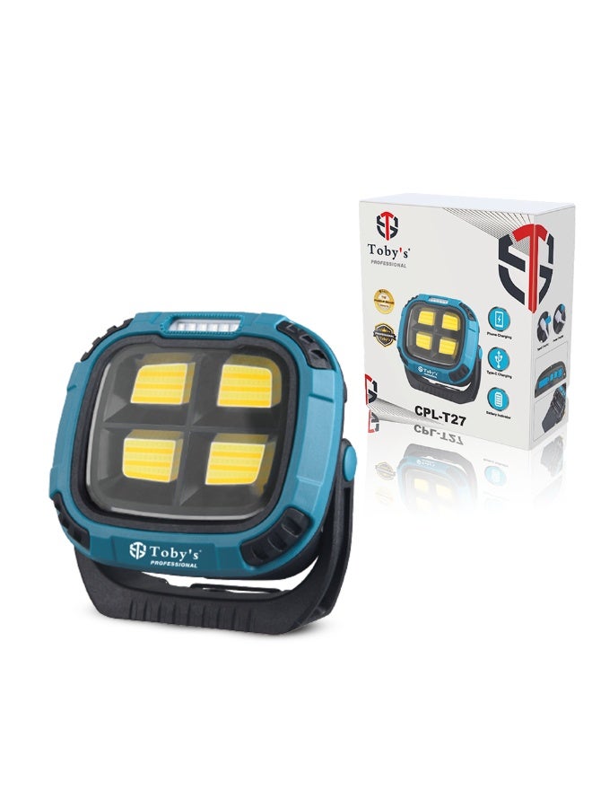 توبيز كشاف LED CPL-T27 من Toby's - 5 ألوان إضاءة مع 18 وضع إضاءة، بطارية 4000 مللي أمبير في الساعة، فلاش أحمر للطوارئ، إضاءة قوية لانقطاع التيار الكهربائي، إصلاح السيارات في الهواء الطلق - CPL T27 - Image 1