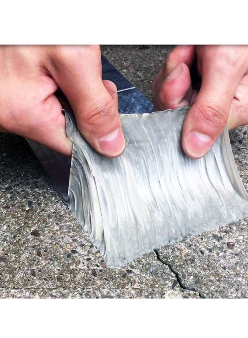 ROSEROSA شريط مطاطي خارجي مقاوم للماء من ROSEROSA احترافي من مادة البوتيل ورقائق الألومنيوم مناسب لتسربات السقف، وشقوق الأسطح، وفجوات عتبة النافذة، وتمزق الأنابيب، وختم القوارب، وما إلى ذلك (10 سم × 5 أمتار، فضي) - Image 1