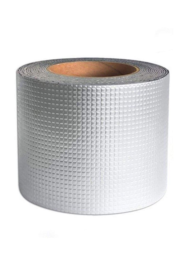 ROSEROSA شريط مطاطي خارجي مقاوم للماء من ROSEROSA احترافي من مادة البوتيل ورقائق الألومنيوم مناسب لتسربات السقف، وشقوق الأسطح، وفجوات عتبة النافذة، وتمزق الأنابيب، وختم القوارب، وما إلى ذلك (10 سم × 5 أمتار، فضي) - Image 2