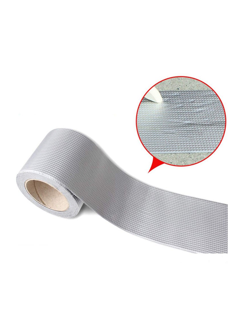 ROSEROSA شريط مطاطي خارجي مقاوم للماء من ROSEROSA احترافي من مادة البوتيل ورقائق الألومنيوم مناسب لتسربات السقف، وشقوق الأسطح، وفجوات عتبة النافذة، وتمزق الأنابيب، وختم القوارب، وما إلى ذلك (10 سم × 5 أمتار، فضي) - Image 3