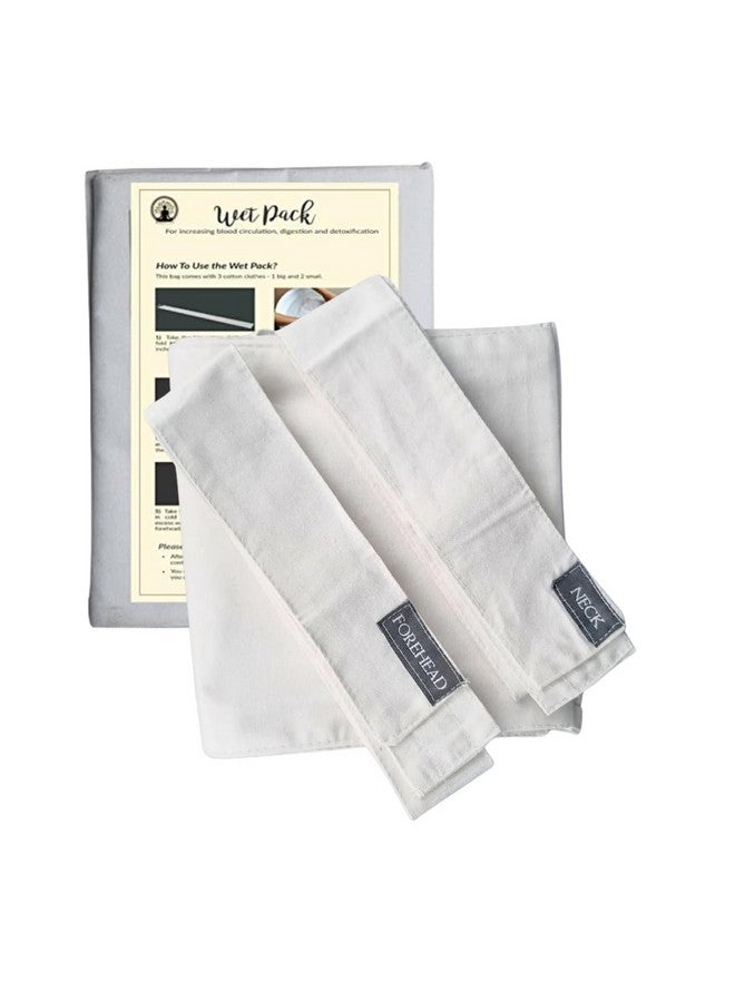 Manushya Life Manushya Life | Wet Pack Cotton Patti for Body Detox with VELCRO CLOSURE | Satvic Lifestyle | Set of 3 Strips for Abdomen, Neck and Head | Contains Cotton Cloth Bag and User Manual - Image 1