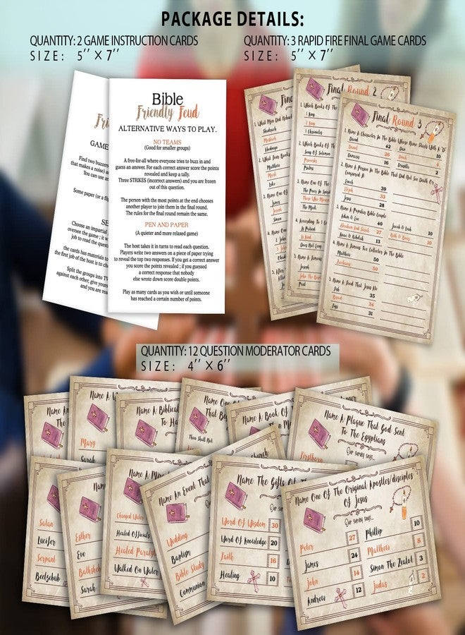 Pazag Bible Trivia Game, Bible Friendly Feud Quiz, Bible Trivia Games for Family, Bible Family Feud Questions, Games for Church Group, Bible Community Party Supplies-S01 - Image 2