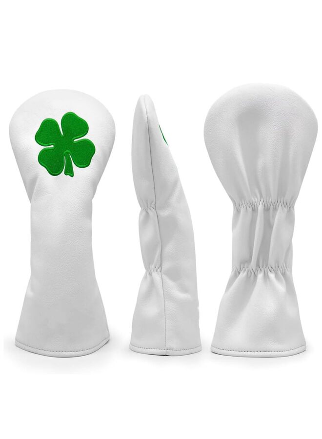 Golf Club Covers Lucky Clover Golf Driver Covers Fairway Wood Head Cover Hybrid Headcover Leather 3 Wood Headcovers Golf Head Covers(B) - Image 1