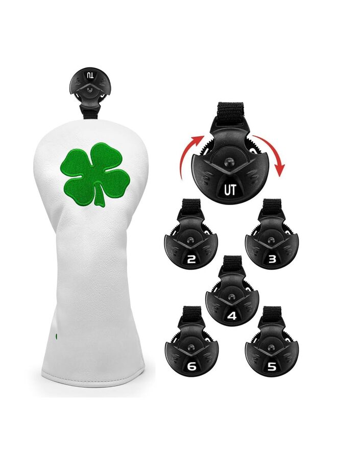 Golf Club Covers Lucky Clover Golf Driver Covers Fairway Wood Head Cover Hybrid Headcover Leather 3 Wood Headcovers Golf Head Covers(B) - Image 2