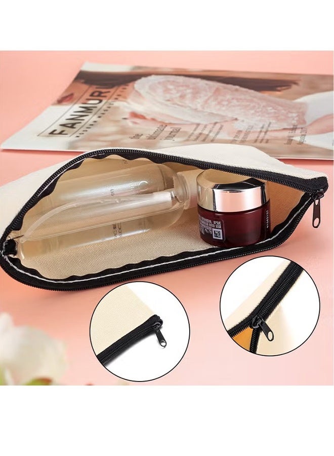 2 عبوة حقيبة مكياج فارغة ، حقيبة حرفية فارغة DIY ، حقيبة مكياج متعددة الأغراض مع سحاب ، حقيبة أدوات الزينة للسفر السائبة للتخزين ، حقيبة قلم رصاص سائبة (بيج) - Image 5