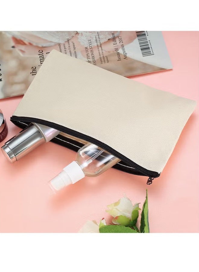 2 عبوة حقيبة مكياج فارغة ، حقيبة حرفية فارغة DIY ، حقيبة مكياج متعددة الأغراض مع سحاب ، حقيبة أدوات الزينة للسفر السائبة للتخزين ، حقيبة قلم رصاص سائبة (بيج) - Image 3