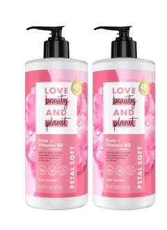 love beauty and planet Love Beauty And Planet Lotion - Moisturizing Rose Lotion + Vitamin B3, Natural Body Lotion for Women, Dry Skin Lotion Scented with Rose Extract, 16 Fl Oz (Pack of 2)  - Image 1