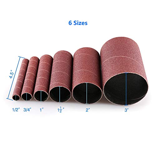 Zivisk Aluminum Oxide Spindle Sanding Sleeves, 4.5 Inch Length 80/120/240 Assorted Grit (18 Pack) - Image 4