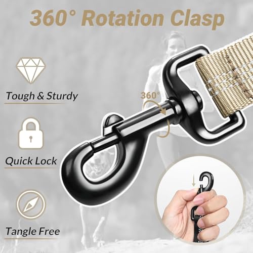 Hank Tactical Dog Leash | Stretchable Shock Absorbing | Heavy Duty Rope | 3M Reflective | Army Grade Metal Hook | Soft Handle | Suitable for Training, Walking, Adventure (Khaki 6 Feet) - Image 4