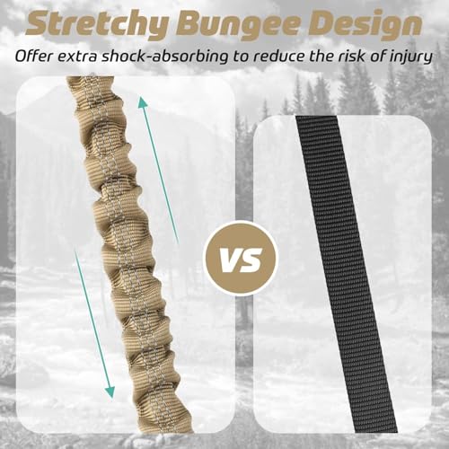 Hank Tactical Dog Leash | Stretchable Shock Absorbing | Heavy Duty Rope | 3M Reflective | Army Grade Metal Hook | Soft Handle | Suitable for Training, Walking, Adventure (Khaki 6 Feet) - Image 3