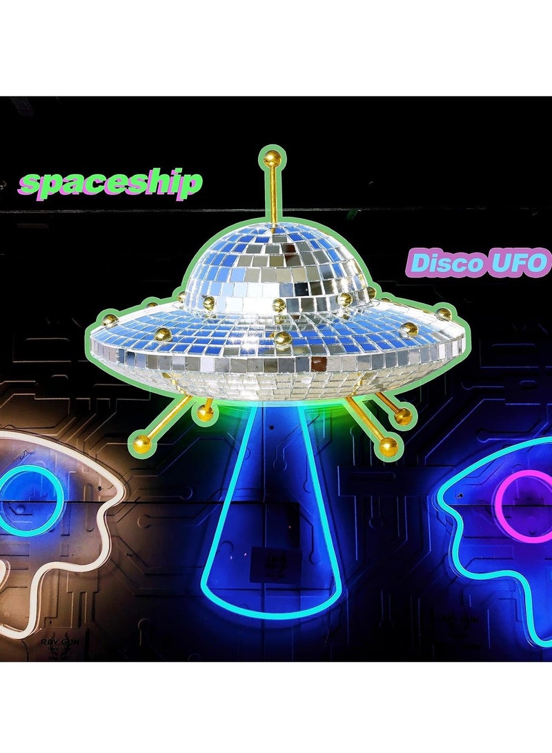 كابتن تيك UFO Disco Ball - Silver Retro Reflective Spaceship Mirror Ball, 8x6 Inch - Ideal for Home, Party, Garden Decor - Handmade Gift - Image 2